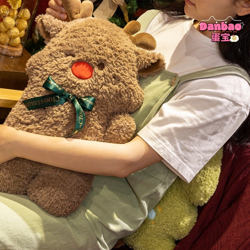 ((DANBAO) Chubby Santa Friends Đồ chơi sang trọng Gối cây thông Noel dễ thương Chất liệu người tuyết Santa Nai sừng tấm Quà tặng mềm cho bạn bè Quà tặng Giáng sinh Đồ chơi DANBAO