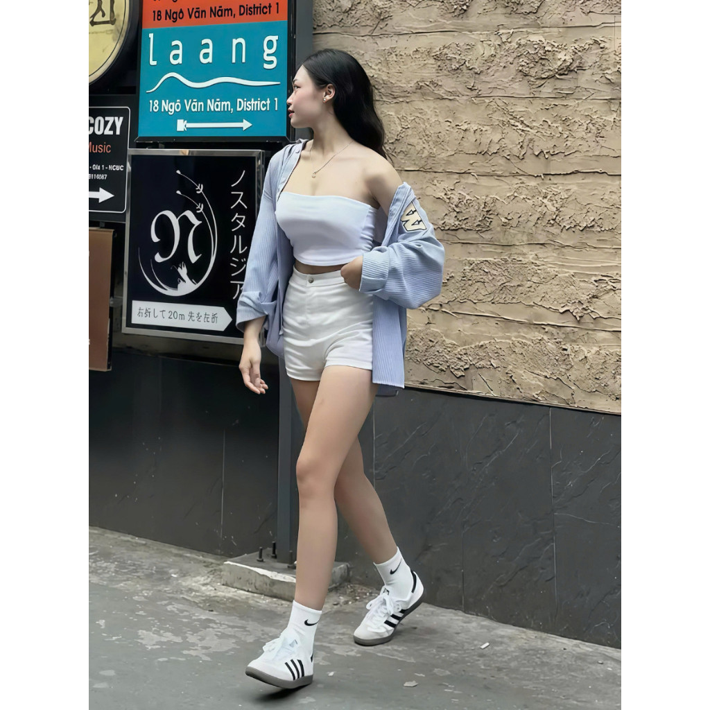 Quần short nữ kaki , Quần lưng cao KHÔNG TÚI lưng cao ôm sát body 😆 - Q01