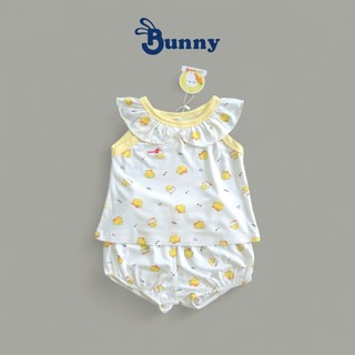 Bộ hè bé gái Bunny cổ bèo chất thun lạnh mềm mát thoáng khí size 4-15kg(2)