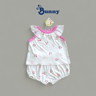 Bộ hè bé gái Bunny cổ bèo chất thun lạnh mềm mát thoáng khí size 4-15kg(2)