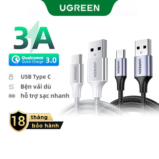 Cáp sạc nhanh UGREEN 3A 18w Type-C USB-C nylon bện thích hợp cho Redmi Xiaomi 13 12 Pro Samsung galaxy s22 one plus