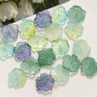 Đá Thủy Tinh Trong Suốt Mô Phỏng Lá Sen, Two-Tone Gradient - DIY Bông Tai & Mũ Đội Đầu