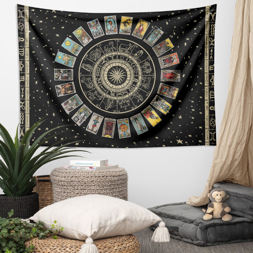 Tấm thảm treo tường bói toán thẻ Tarot có kẹp Tấm thảm Polyester Trang trí nội thất