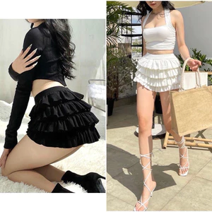 CHÂN VÁY XOÈ BÈO TẦNG TẰNG TẰNG CHẤT THUN CO GIẢN SIÊU SANG VH10