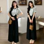 Bộ đồ bà bầu Quần yếm rộng mùa hè + Bộ đồ hai mảnh ngắn tay hoa