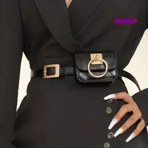SAMO Nữ Vintage Thắt Lưng Túi, Du Lịch Thắt Lưng Đen Gothic Fanny Gói, Da PU Punk Vuông Trái Tim Y2K Phong Cách Khóa Kim Loại Thắt Lưng