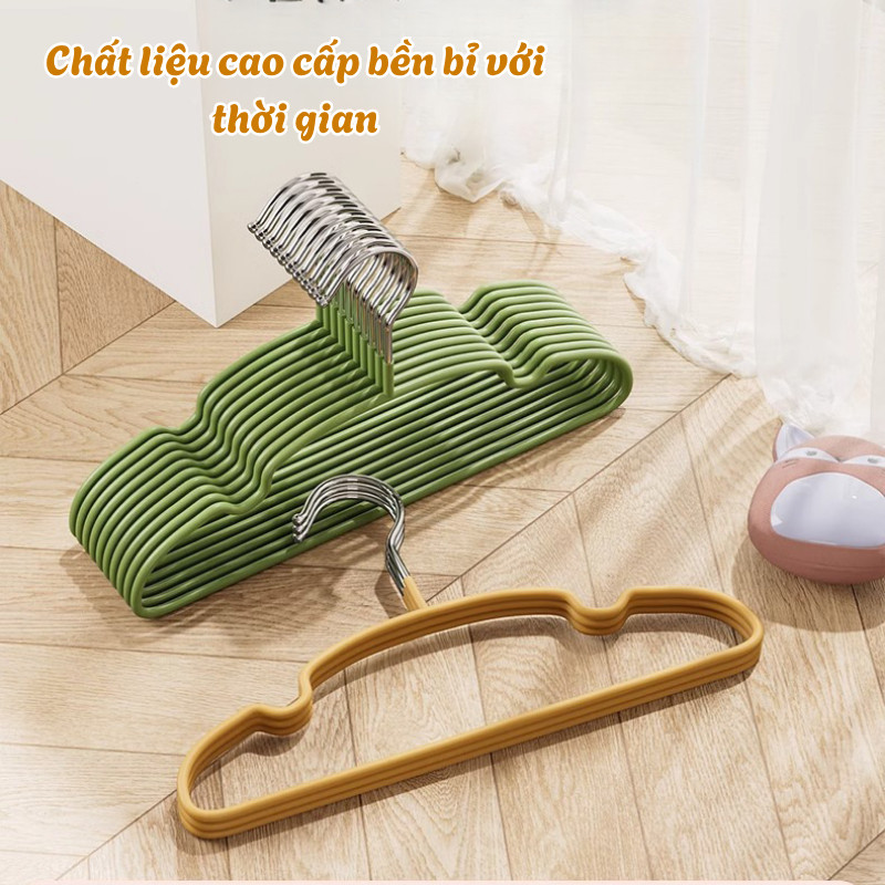 Móc Treo Quần Áo Trẻ Em Kim Loại Bọc Nhựa PVC Màu Pastel Chống Trượt HOMIE, Nhẹ Bền Cho Bé Sơ Sinh 0-8 Tuổi