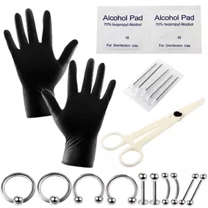 10-20 Cái / bộ Dụng Cụ Xuyên Cơ Thể Dụng Cụ Kim Bụng Lưỡi Lông Mày Mũi Lip Ring VN