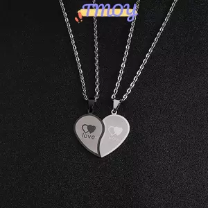 TMOY Cặp Đôi Trang Sức Trái Tim Nelace Cặp Đôi Nelace Thép không gỉ Khắc Mặt Dây Tình Yêu Nelace Ngày Lễ Tình Nhân TMOY