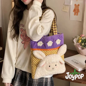 Bán Hot Lợn Hồng Hoạt Hình Túi Xách Sáng Tạo Gấu Trúc Túi Dễ Thương Len Nhỏ Lông Cừu Chấm Bi Túi Quà Tặng----
