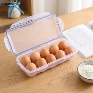 AA Tủ Lạnh Trứng Khay Chứa 10 Lưới Hộp Nhựa Có Nắp Bảo Vệ Tiết Kiệm Không Gian Nhà Bếp Trứng Tổ Chức Thùng VN