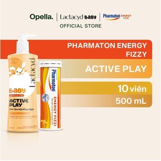 Bộ 1 Sữa Tắm Gội Hằng Ngày Cho Bé Lactacyd Baby Active Play 500ml + 1 Thực phẩm bảo vệ sức khỏe Pharmaton Energy Fizzi