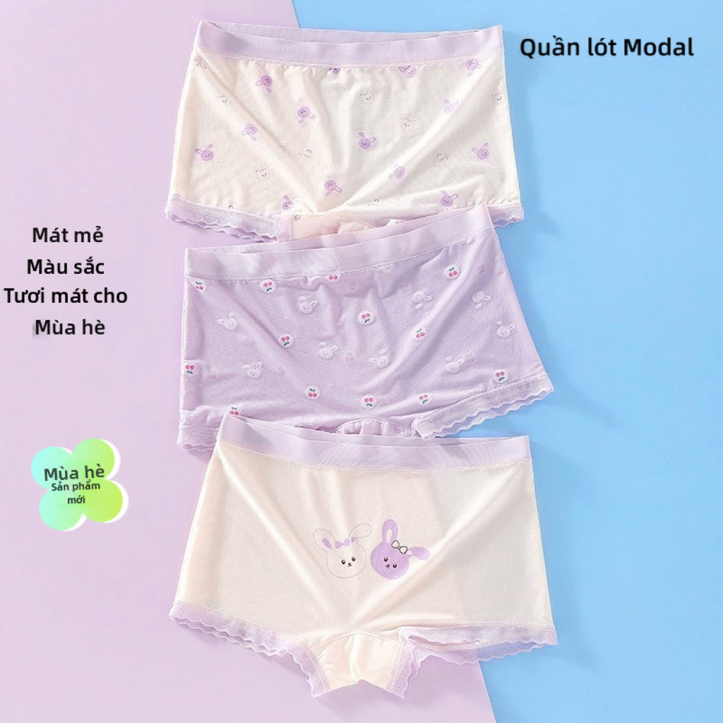 Quần lót bé gái Sử dụng vải lưới thoáng khí, vải lụa Modal mỏng mát mẻ, quần short trẻ em cỡ lớn, chống mồ hôi mùa hè.