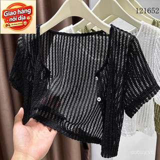 Giao hàng nội địa từ Việt Nam  Phong Cách Hàn Quốc Nữ Mùa Hè blazer Trắng Đen Tay Ngắn Shrug Ren Bolero filipiniana Áo khoác ngoài cardigan áo cho Nữ Đầm