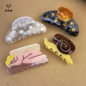 Sáng Tạo Ngộ nghĩnh Acetate Ngôi Sao Hướng Dương Ốc Tóc Móng Vuốt Cho Nữ Mặt Trời Trung Cổ Nữ Kẹp Tóc Cá Mập Phụ Kiện Tóc Dụng Cụ [Mina]