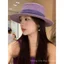 Mũ rơm dệt màu tím Kem chống nắng mùa hè Slimer Look Phong cách Nhật Bản Vành lớn dành cho nữ Du lịch mùa hè Mũ rơm chống nắng phù hợp