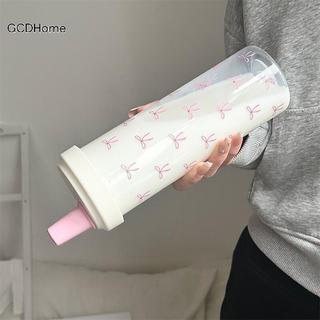 GCDHome 500 / 700ML Ống Hút Nước Có Nắp Nơ Cốc Cà Phê Trà Sữa Cốc Nhựa Cho Trường Học Ngoài Trời Bình Nước Uống Bé Gái Quà Tặng HOT