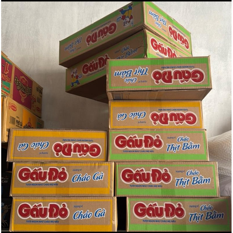 1 thùng cháo gấu đỏ 50 gói vị thịt bằm , cháo gà cháo ăn liền thơm ngon tiện lợi 1 gói 50g giàu dinh dưỡng
