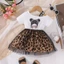 ✿ Bé Gái Da Báo Lưới Đầm Tay Ngắn Cotton Tee Top Ghép Lông Tơ Tutu Váy Mùa Hè Trẻ Em Trang Phục