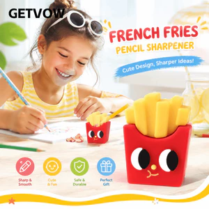 GETVOW French Fries Sharpener, Đồ dùng học sinh Máy mài bút chì sáng tạo, Văn phòng phẩm vui nhộn Phim hoạt hình Sinh viên mài lớp học