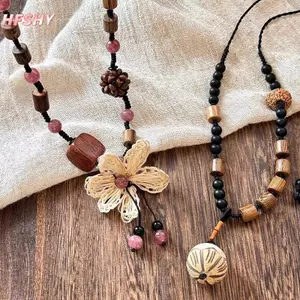 HFSHY Phong Cách Dân Tộc Bồ Đề Hoa Nelace Cho Nữ Bé Gái Dài Dệt Hoa Áo Len Dây Chuyền Trang Sức Thời Trang Phụ Kiện Quà Tặng Sinh Nhật VN