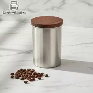 Hộp đựng kín khí bằng thép không gỉ Tweeduj Nắp gỗ keo Bình dung tích lớn cho trà cà phê Thực phẩm khô Nhà bếp Thức ăn VN