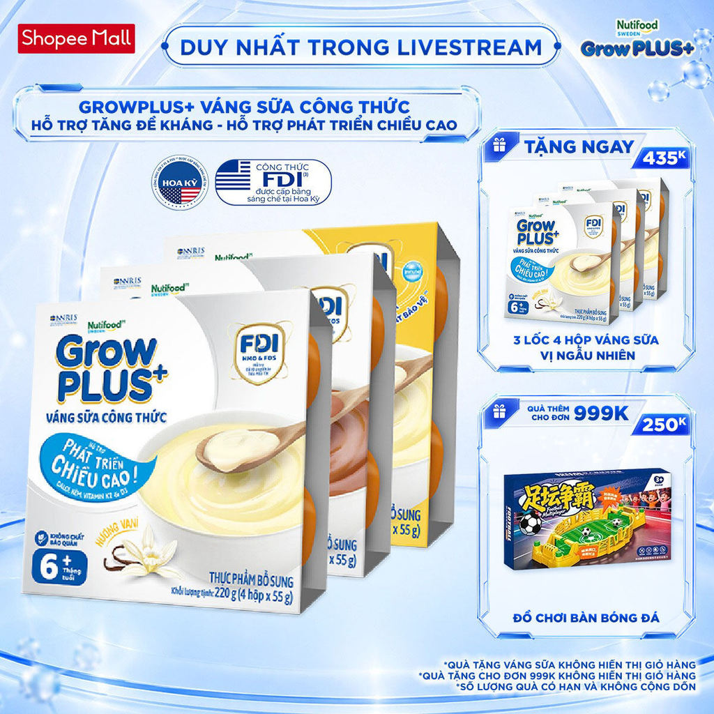 Combo mix 3 lốc GrowPLUS+ Váng sữa Sữa non Immunel Hỗ trợ tăng đề kháng& Cao lớn vượt trội (55g x12 hộp)