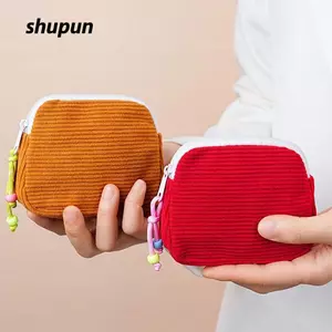 Túi đựng mỹ phẩm SHUPUN, Ví đựng tiền xu vải nhung di động, Ví nhỏ có dây kéo thời trang