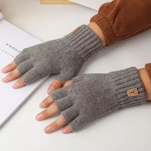 Găng tay màn hình cảm ứng nửa ngón tay dệt kim Thi nhiệt dành cho nam nữ Mùa đông ngoài trời FSI