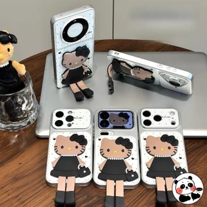 Ốp Điện Thoại Mèo Kitty Thanh Lịch Có Chân Đế Cho Realme Narzo N65 N63 N61 N55 N53 Note 80 70 70T 60 60X 50 Q5 Q5i Q3 Q3i Q2 5G 4G Vỏ Mềm Hoạt Hình Dễ Thương Vỏ Giá Đỡ