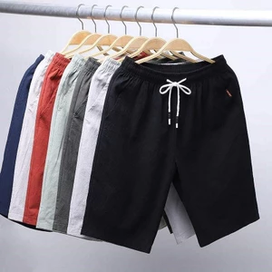 Quần Short Nam Vải Lanh Cotton Đi Biển Quần 2026 Màu Trơn Gian Hàng Năm Điểm Đi Biển Quần Short Thường Ngày NDSQ