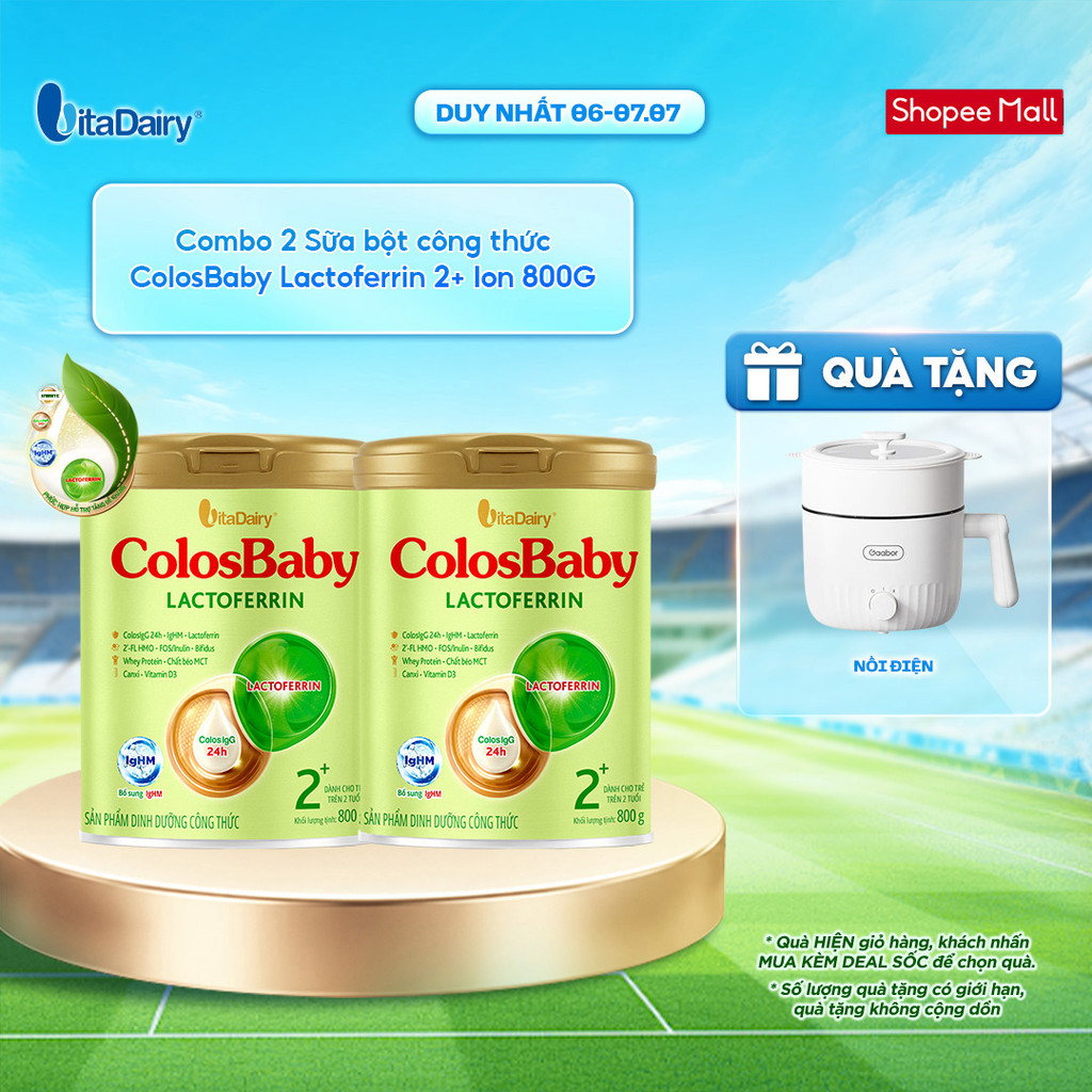 [COMBO 2 LON] Sữa bột công thức ColosBaby Lactoferrin 2+ Lon 800G