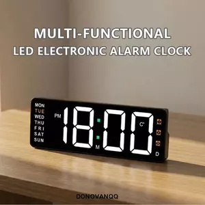 Đồng hồ kỹ thuật số lớn DONOVANQQ, Màu RGB Điều chỉnh độ sáng Đồng hồ để bàn kỹ thuật số, Hẹn giờ hiển thị LED trang trí Định dạng 12 / 24H Đồng hồ điện tử LED Phòng ngủ