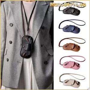 Túi đựng kính râm MONOSTYLE màu trơn bền bỉ với dây buộc bằng da PU - Phụ kiện thời trang dành cho kính mắt