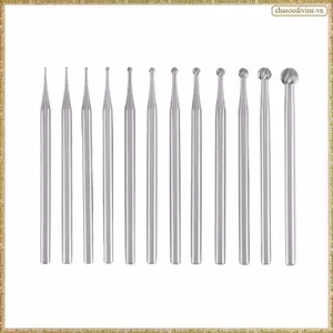 Bộ 12 Quả Bóng Hình Tròn - 3 / 32Inch Shank Trang Sức Làm Burs Hình Bóng Tròn Khắc Bit