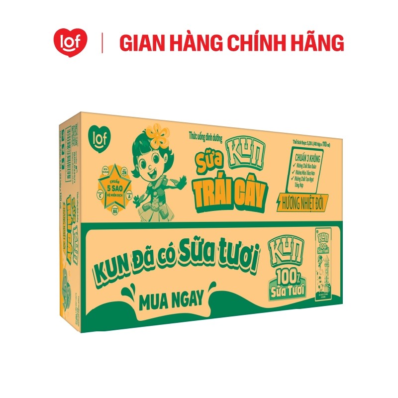 Sữa trái cây KUN vị trái cây nhiệt đới thùng 48 hộp x 110ml