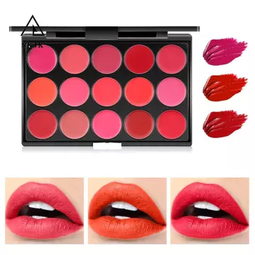 Bảng Son Môi SKJK Matte Có Gương, Cốc Chống Dính Chống Thấm Nước 15 Màu Son Bóng, Son Tint Mud Dưỡng Ẩm Vẻ Đẹp Khỏa Thân Men Mỹ Phẩm Hàn Quốc