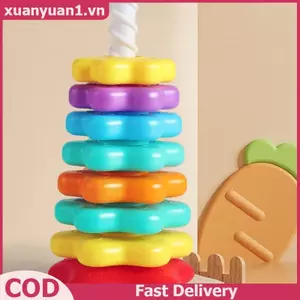 XUAN 1 Bộ Montessori Xoay Cầu Vồng Tháp Bé Staing Đồ Chơi Trẻ Em Phát Triển Kỹ Năng Vận Động Trò Chơi Quay Staing Đồ Chơi Quà Tặng Giáo Dục VN