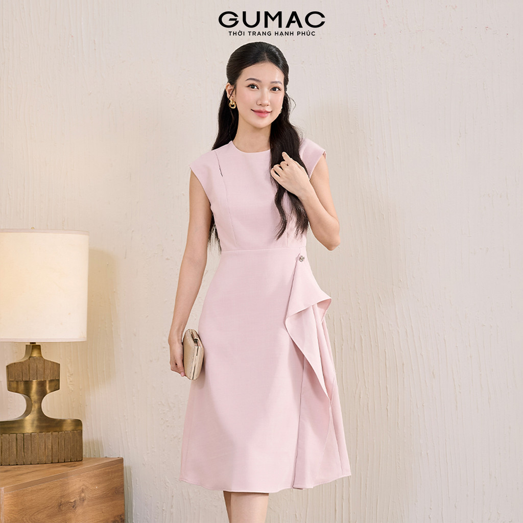 Đầm Nữ Dáng A Xòe Nhẹ GUMAC Phối Tùng Cách Điệu Sang Trọng Thanh Lịch DF06049