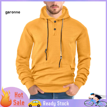 GAR Áo hoodie dài tay mềm mại dành cho nam Áo hoodie nam ấm áp Áo hoodie nam họa tiết Jacquard Áo chui đầu có dây rút và túi phía trước dài tay màu trơn thông thường cho mùa xuân