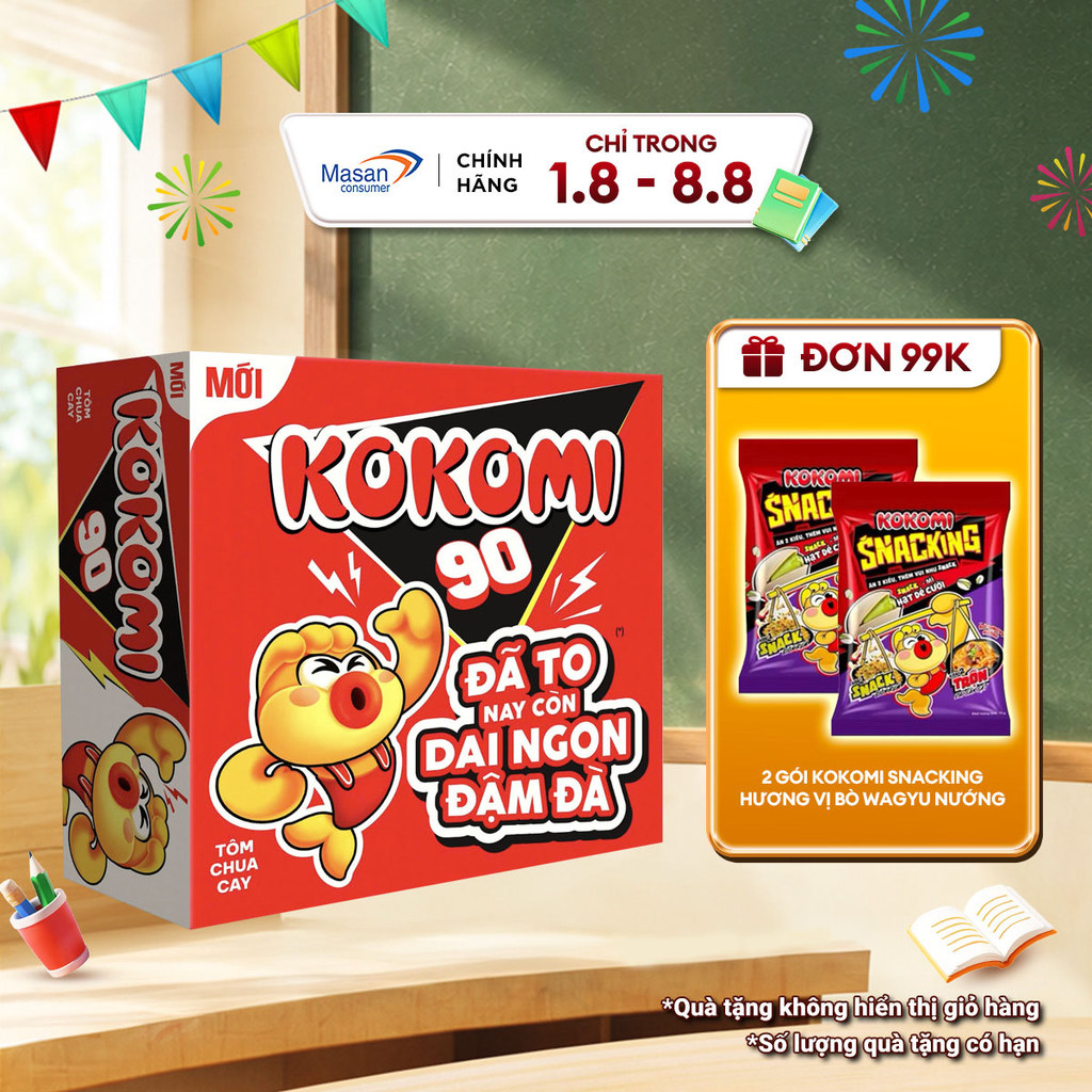 [Chọn vị] Mì Kokomi Đại 90 - Thùng 30 Gói x 90g (Bao bì có thể thay đổi theo đợt nhập hàng)