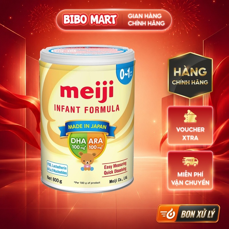 Hình ảnh thực tế Sữa Meiji Infant Formula Nhập Khẩu Nhật Chính Hãng Tăng Đề Kháng Trẻ 0-1 Tuổi Lon 800g - Bibo Mart chính hãng trên Shopee