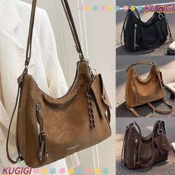 Túi đeo chéo KUGIGI, Retro với túi nhỏ Túi đeo vai nữ, Túi xách công sở đơn giản PU mềm Túi xách công suất lớn Du lịch ngoài trời