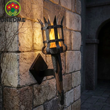 ONEOME Đèn pin giả treo tường, Đèn pin kép in 3D Đèn tường đèn pin thời trung cổ, Đèn trang trí Đèn Led chiếu sáng phong cách lâu đài Đế bàn Đèn thủ công treo tường cổ điển Phòng học