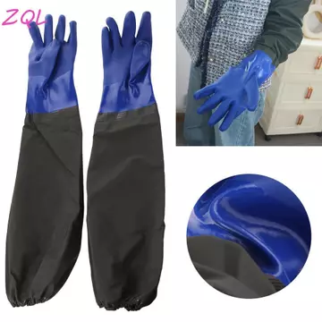 GLOBALO 1 Đôi Găng Tay Chống Thấm Nước Bảo Vệ Lao Động, Găng Tay Cao Su Chịu Hóa Chất Kéo Dài, Găng Tay Làm Vườn Tay Chống Trơn Trượt Găng Tay An Toàn Làm Việc Chống Mài Mòn Công Nghiệp Thủy Sinh