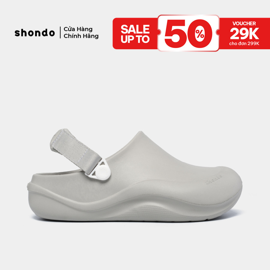 Dép Sục Unisex Shondo Clog Suke Nhựa Đúc Đế Cao 4cm Hack Dáng Màu Xám SUK2222