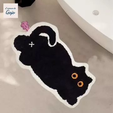 Thảm trải sàn hình mèo GOJO, Thảm trải sàn chống trượt, Thảm vào cửa siêu mềm Thảm trải sàn mèo đen dễ thương cho gia đình