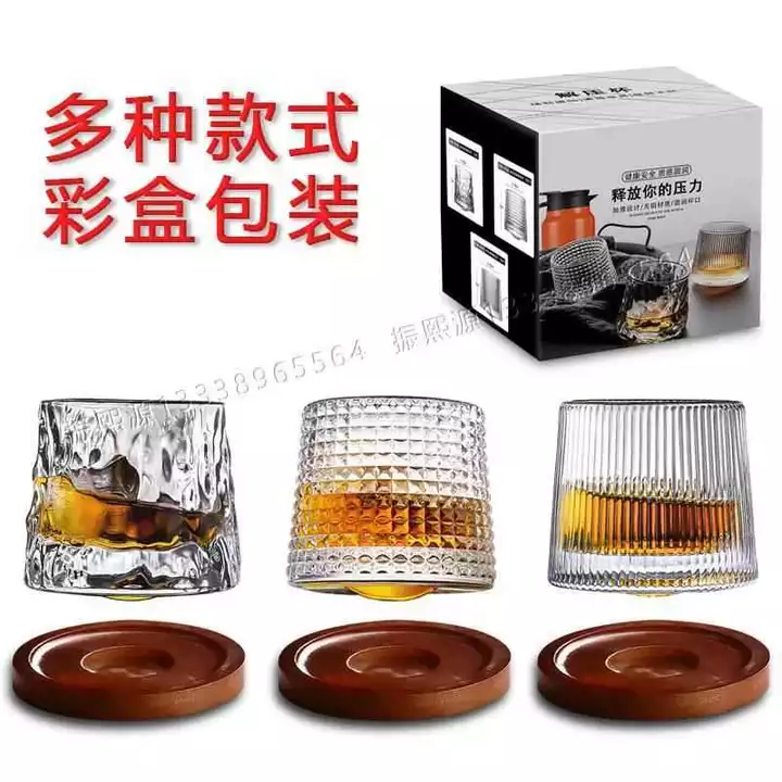 Nam Xoay Tumbler Whisky Thủy Tinh Top Thủy Tinh Nước Thủy Tinh Dày Thủy Tinh Phương Tây Rượu Thủy Tinh Lắc Thủy Tinh
