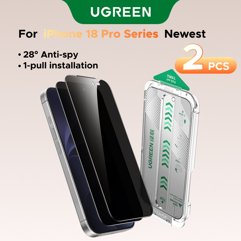 【Chống Nhìn Trộm 2 Miếng】Kính cường lực chống nhìn trộm UGREEN trong suốt 4K HD, tương thích iPhone 18 Pro / 18 Pro Max