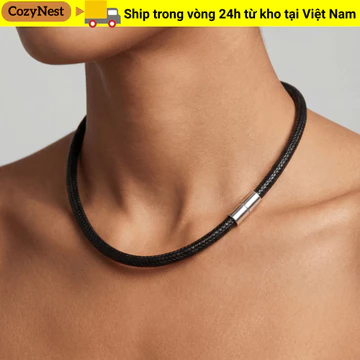 Vòng cổ dây bện COZYNEST, Vòng cổ dây da 45cm màu đen, Mặt dây chuyền DIY chống thấm nước có khóa Dây chuyền dây chuyền dây chuyền nam nữ